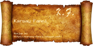 Karsay Fanni névjegykártya